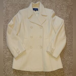 Wool Mackintosh Ivory Peacoat Dress Coat